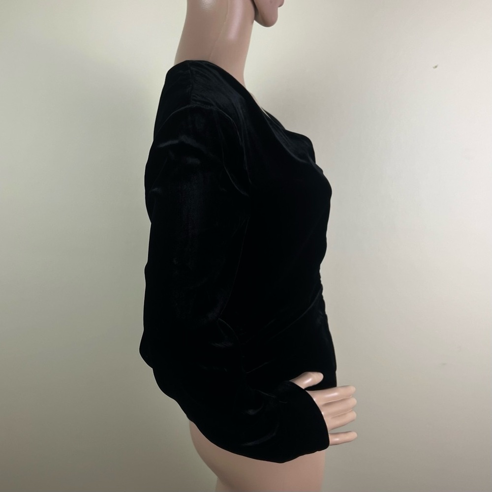 NEW VERONICA BEARD BLACK RUCHED VELVET TOP - Picture 6 of 11